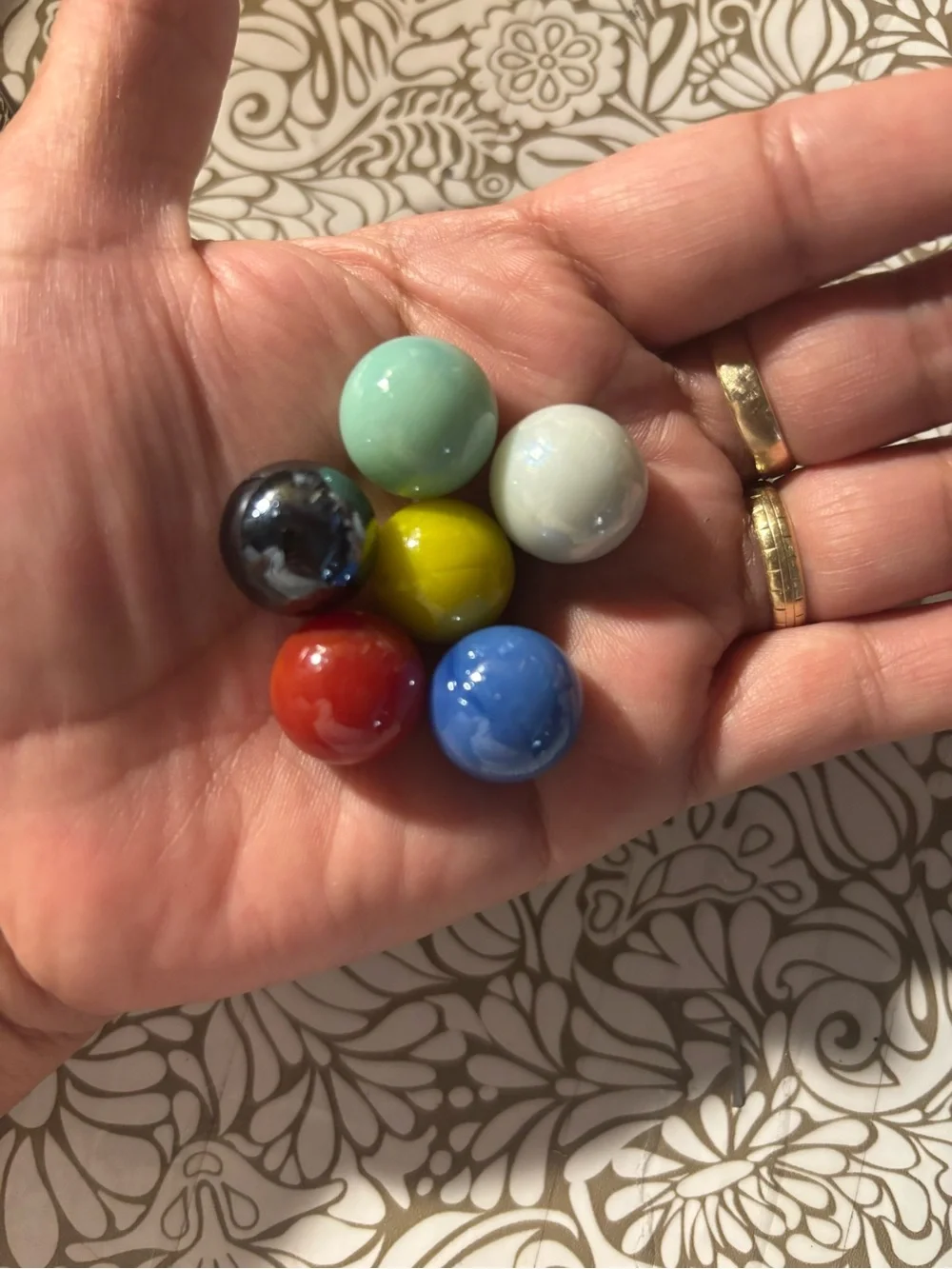 Set of 57 solid-color replacement glass marbles, 6 colors,